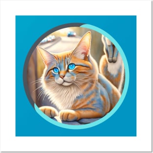 Blue Eyed Orange Kitty Posters and Art